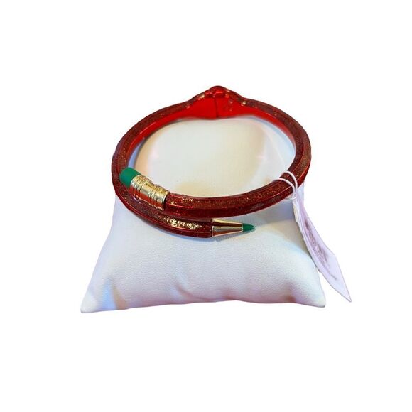 Betsey Johnson Sparkly Red & Green Pencil Hinged Bracelet. Adorable! - Picture 1 of 10